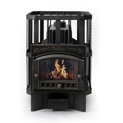 Печь для бани НМК Сибирь «Сибирь-32» каминная дверца кованная сетка, чугун в Хабаровске