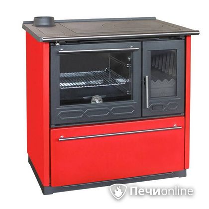 Отопительная печь Plamen 850 Glas красная труба слева в Хабаровске