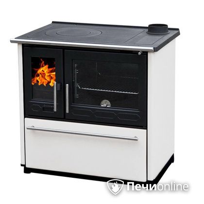 Отопительная печь Plamen 850 Glas белая труба справа в Хабаровске