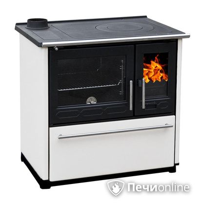 Отопительная печь Plamen 850 Glas белая труба слева в Хабаровске