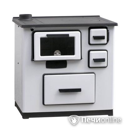 Отопительно-варочная печь Plamen Slavonac белая труба слева в Хабаровске