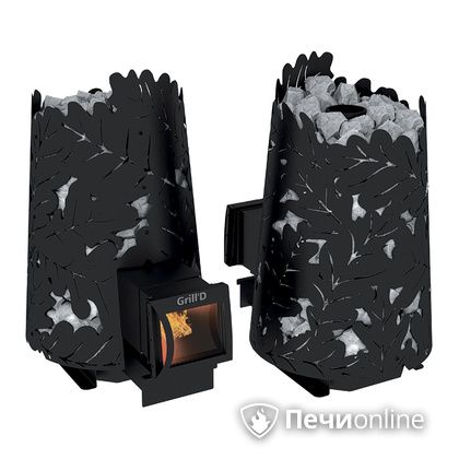 Дровяная печь-каменка GrillD Dubravo 180 long black в Хабаровске