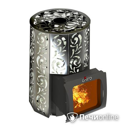 Дровяная печь-каменка GrillD Violet window short Max Жадеит 80 в Хабаровске