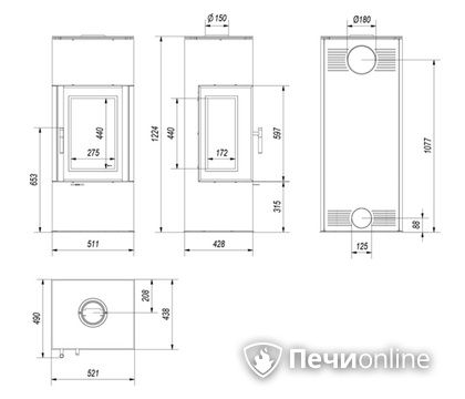 Печь-камин Kratki THOR/VIEW в Хабаровске