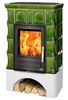 Печь-камин ABX Britania K (6,9кВт в воду), белый цоколь, зеленая