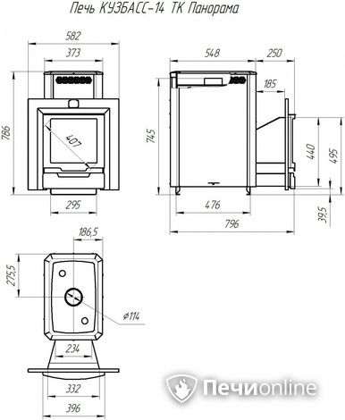 Дровяная банная печь Теплодар Кузбасс-14 ТК Панорама (2018) в Хабаровске