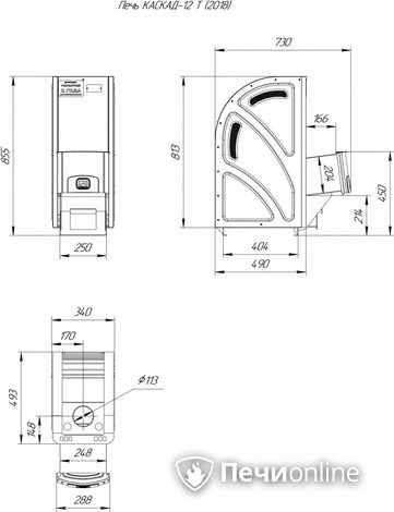 Дровяная банная печь Теплодар Каскад-12 Т (2018) в Хабаровске