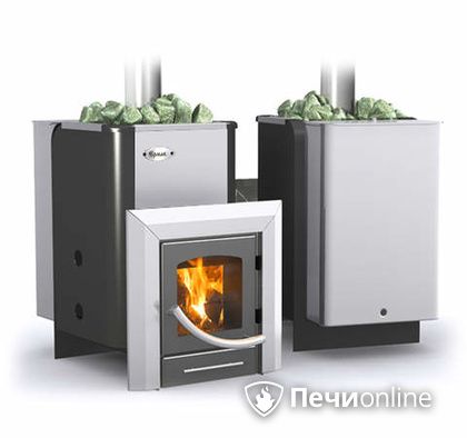 Дровяная банная печь Ермак Элит 16-ПС стекло нержавеющая сталь регулируемый тоннель в Хабаровске