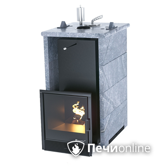 Газовая печь для бани ИзиСтим «Сочи» в трёхстороннем кожухе из талькохлорита в Хабаровске