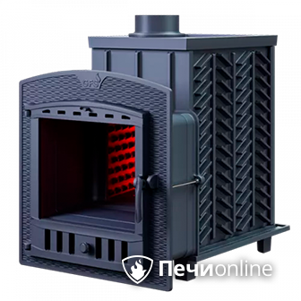 Дровяная банная печь Гефест 25 (П) чугунная дверца с панорамным стеклом в Хабаровске