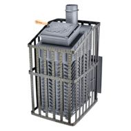 Дровяная банная печь Гефест ЗК Ураган-45 (П) панорамное стекло сетка-каменка