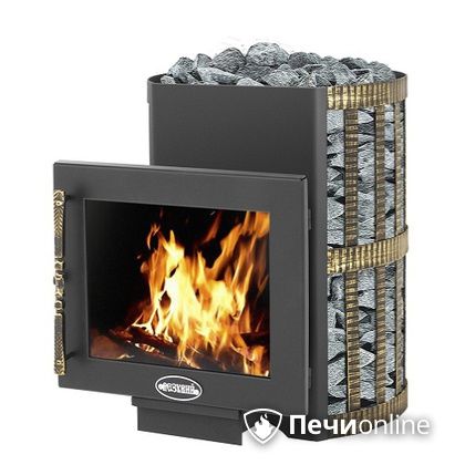 Дровяная банная печь Везувий Скиф Ковка 16 Панорама в Хабаровске