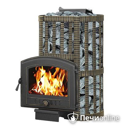 Дровяная банная печь Везувий Ураган Ковка 16 (224) с закрытой каменкой чугун в Хабаровске