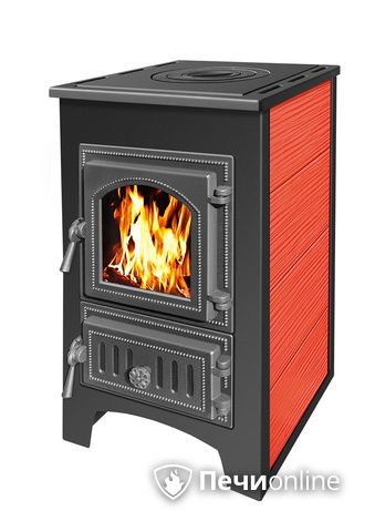 Печь-камин Везувий ПК-01 (270) с плитой 9 кВт красный в Хабаровске