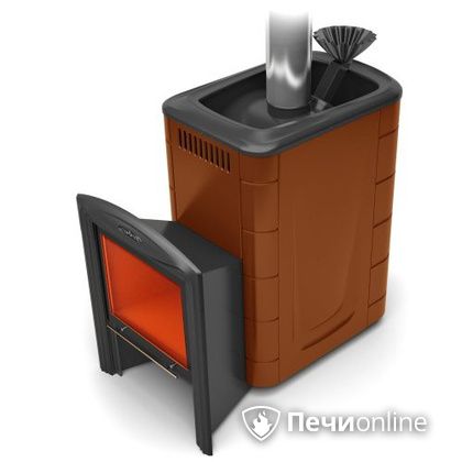 Дровяная банная печь TMF Гейзер 2014 Carbon Витра терракота в Хабаровске