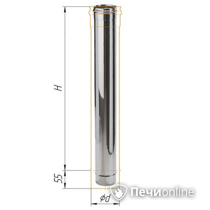 Дымоход Феррум Дымоход нержавейка 08 d-120 L=1м в Хабаровске
