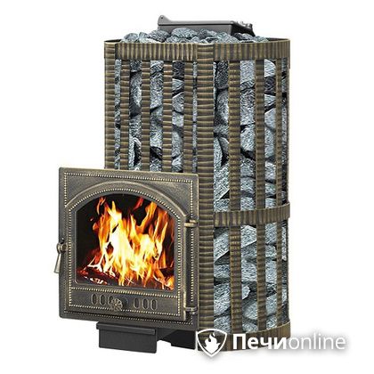 Дровяная банная печь Везувий Ураган Ковка 22 (205) с закрытой каменкой чугун в Хабаровске