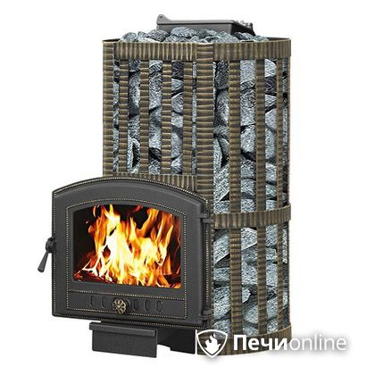 Дровяные печи-каменки Везувий Ураган Ковка 22 (224) с закрытой каменкой чугун в Хабаровске