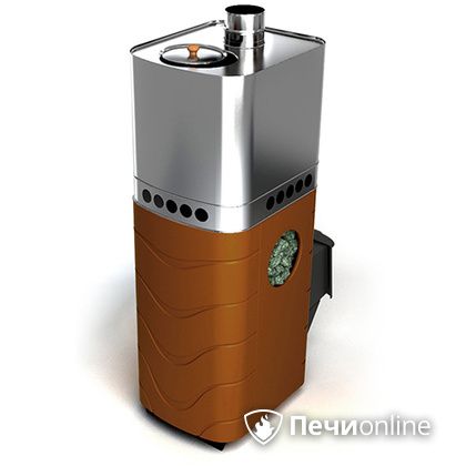 Дровяная банная печь TMF Бирюса 2013 Carbon терракота с закрытой каменкой в Хабаровске